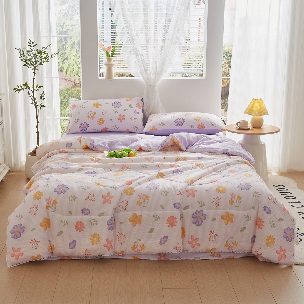 91家纺网 家纺一手货源 找家纺 （总）帕芬鸟家纺 2026春夏新款双层皱皱纱水洗棉大豆夏被夏凉被空调被