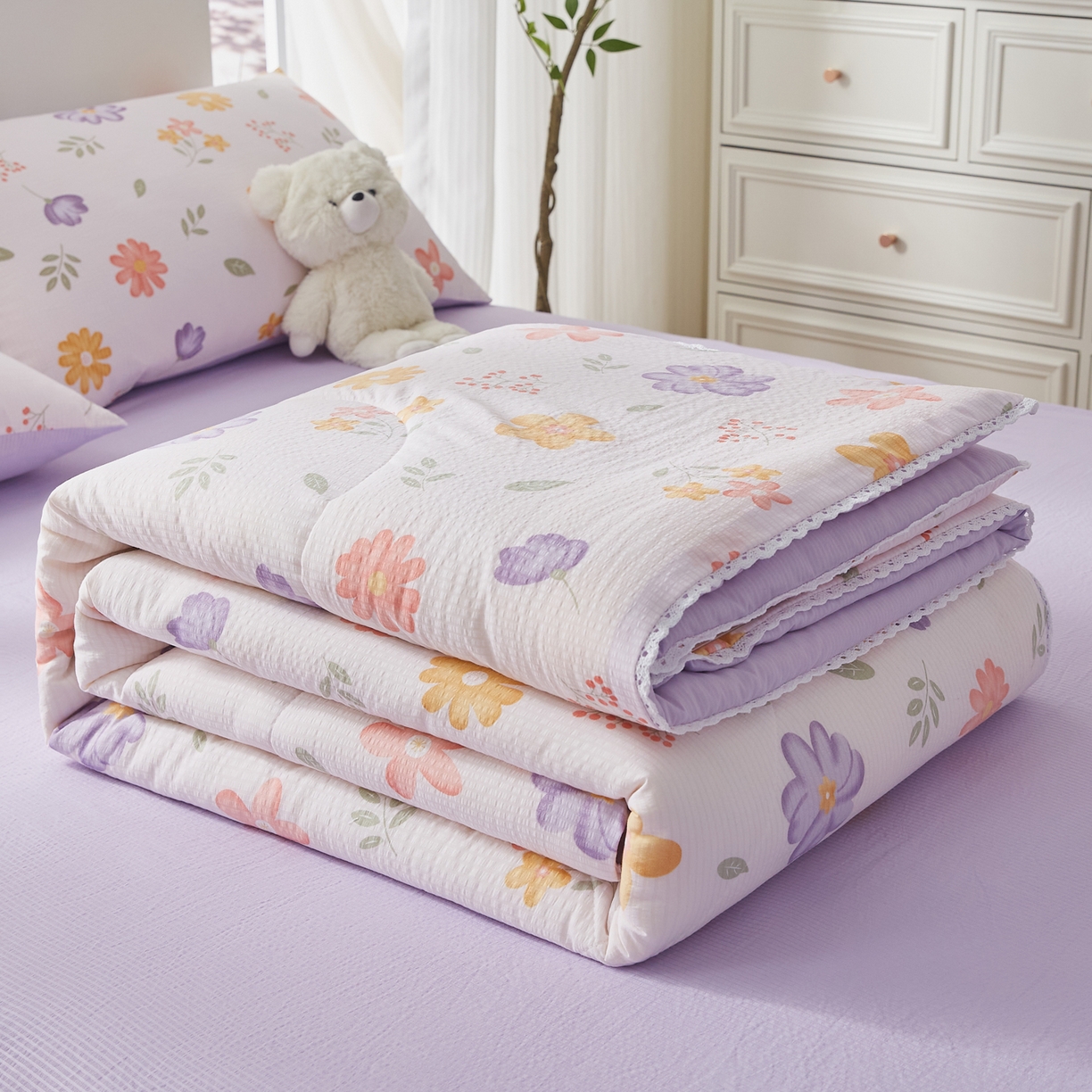 91家纺网 家纺一手货源 找家纺 （总）帕芬鸟家纺 2026春夏新款双层皱皱纱水洗棉大豆夏被夏凉被空调被