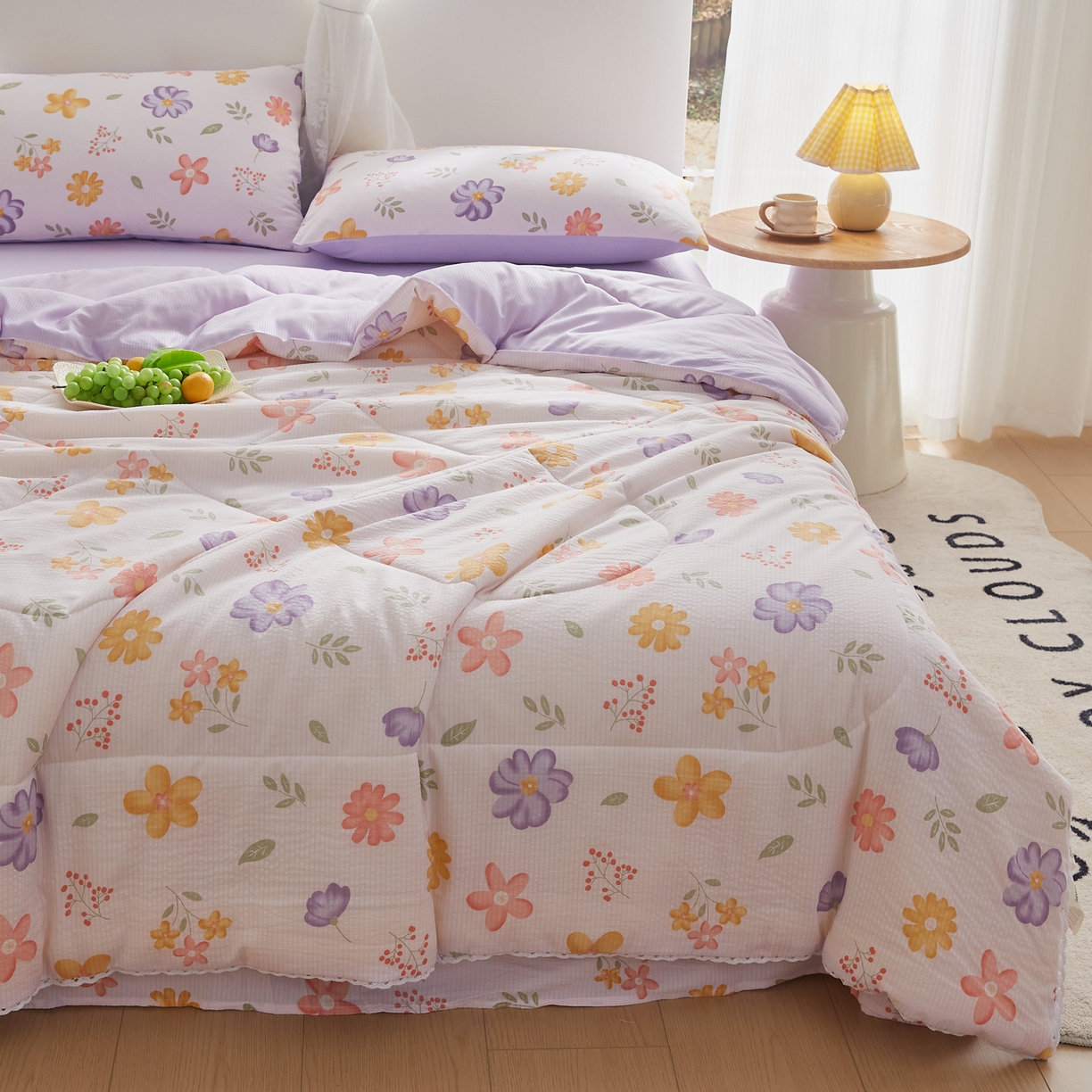 91家纺网 家纺一手货源 找家纺 （总）帕芬鸟家纺 2026春夏新款双层皱皱纱水洗棉大豆夏被夏凉被空调被