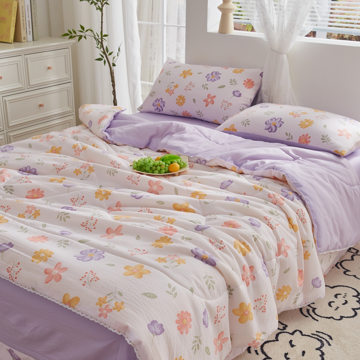 91家纺网 家纺一手货源 找家纺 （总）帕芬鸟家纺 2026春夏新款双层皱皱纱水洗棉大豆夏被夏凉被空调被