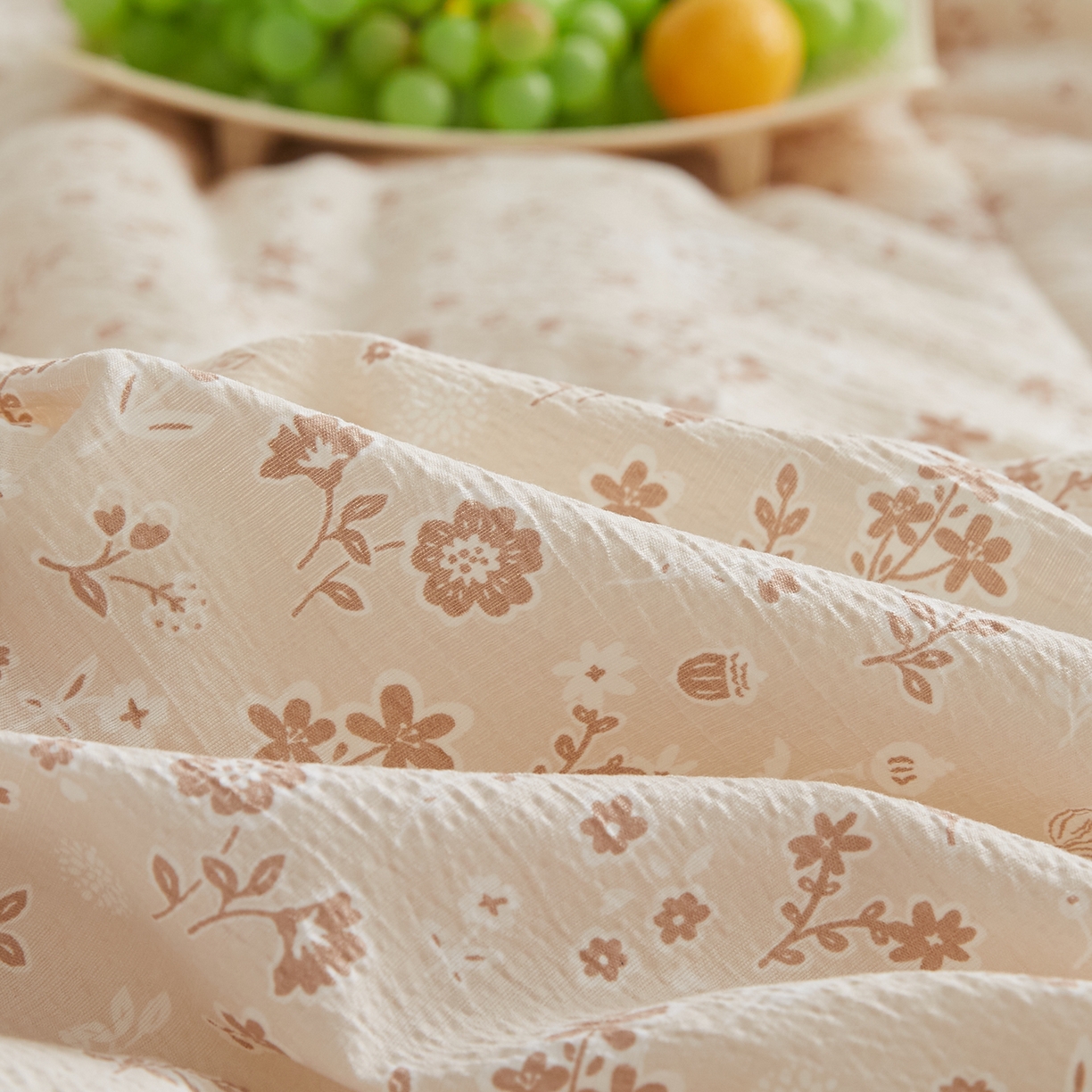 91家纺网 家纺一手货源 找家纺 帕芬鸟家纺 2026春夏新款双层皱皱纱水洗棉大豆夏被夏凉被空调被 花间小熊