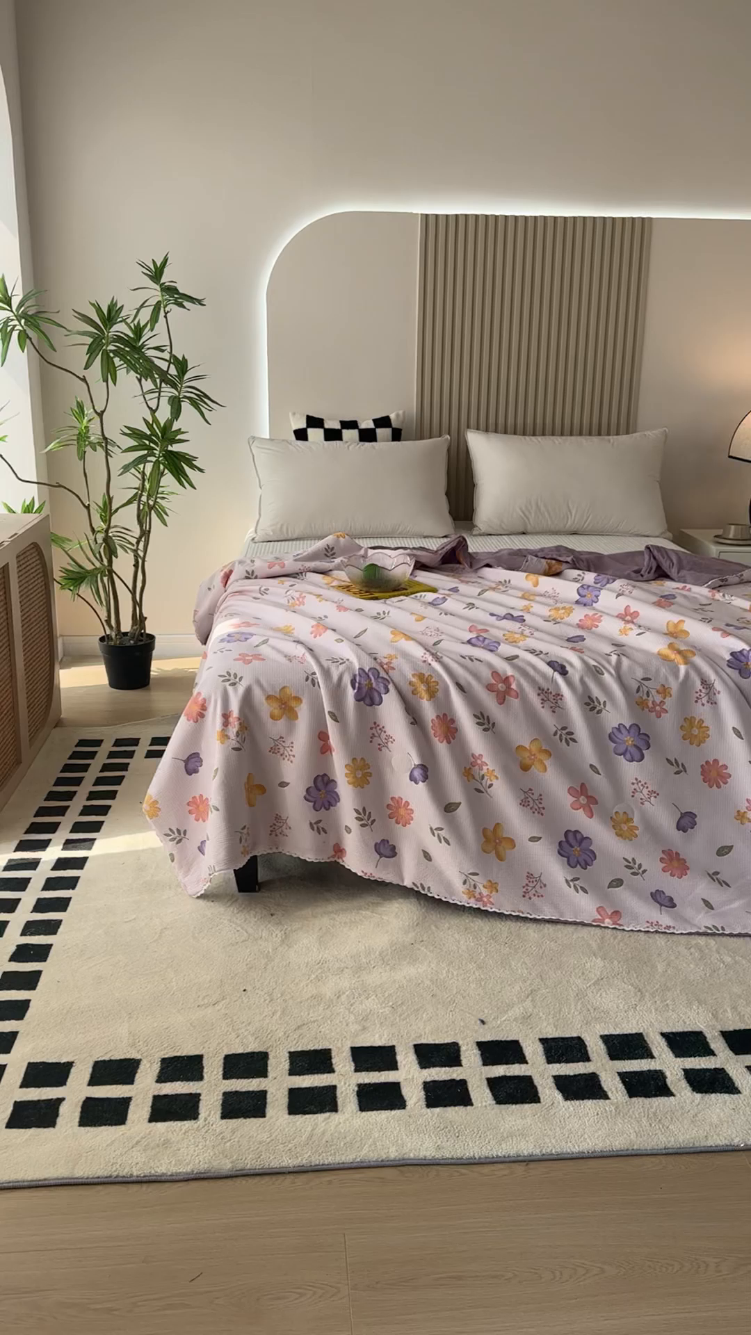 91家纺网 家纺一手货源 找家纺 帕芬鸟家纺 2026春夏新款双层皱皱纱水洗棉大豆夏被夏凉被空调被 花海