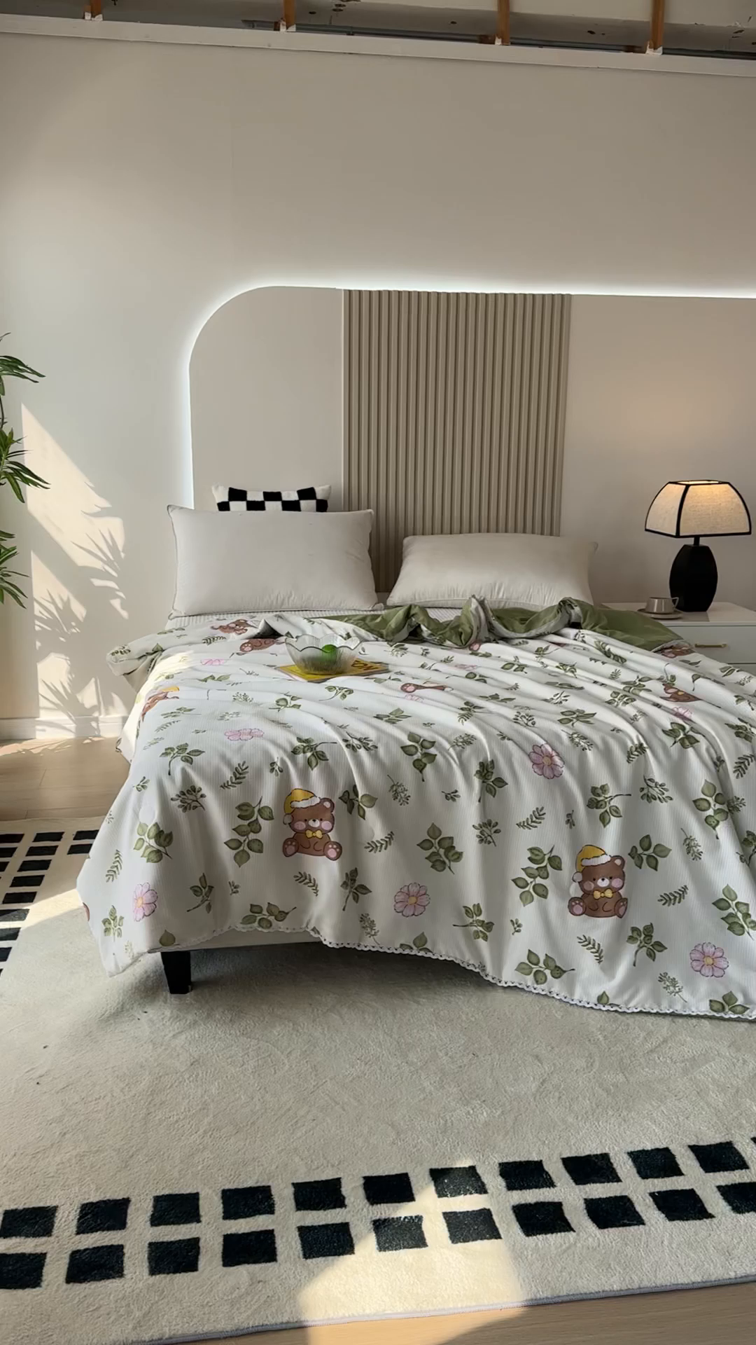 91家纺网 家纺一手货源 找家纺 帕芬鸟家纺 2026春夏新款双层皱皱纱水洗棉大豆夏被夏凉被空调被 晚安熊