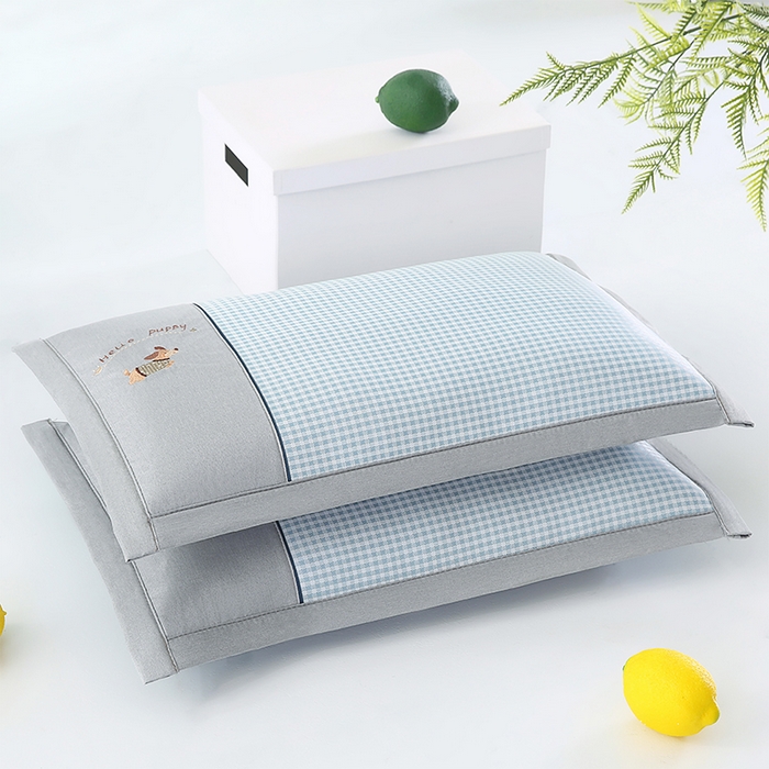 91家纺网 家纺一手货源 找家纺 （总）小牛席业 2026新款双PE高凉感-腊肠狗格纹（荞麦枕）枕头枕芯