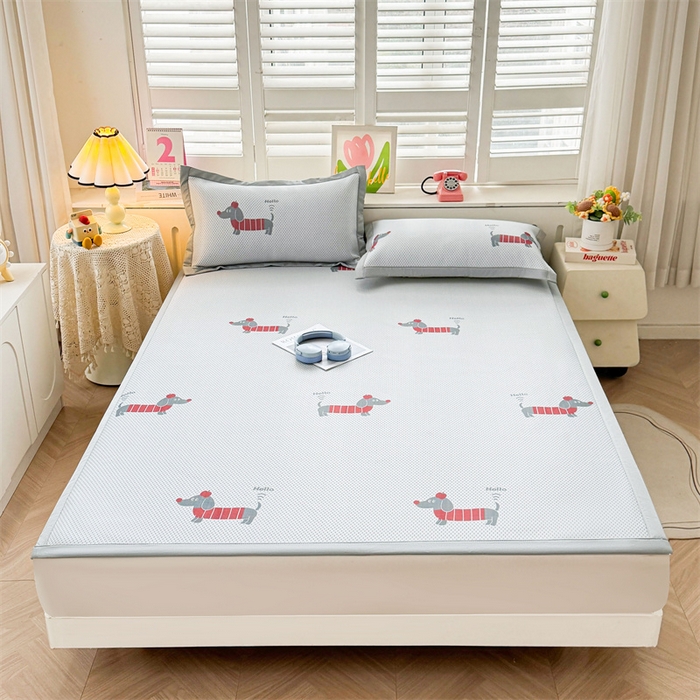 91家纺网 家纺一手货源 找家纺 （总）义博家纺 2026新款碳光印花冰丝席床铺款