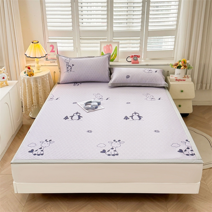 91家纺网 家纺一手货源 找家纺 （总）义博家纺 2026新款碳光印花冰丝席床铺款