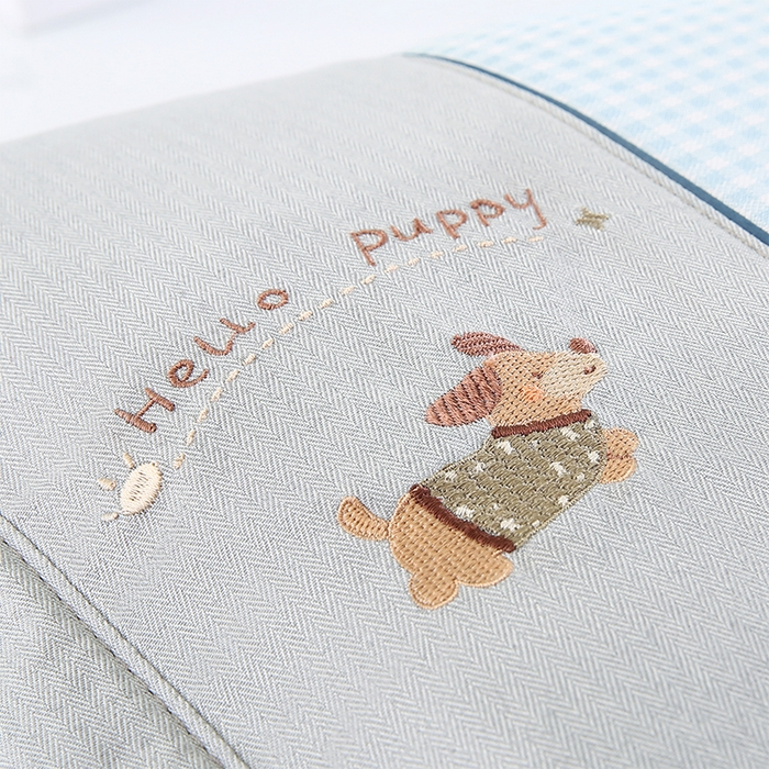 91家纺网 家纺一手货源 找家纺 小牛席业 2026新款双PE高凉感-腊肠狗格纹（夏凉枕）枕头枕芯 蓝色