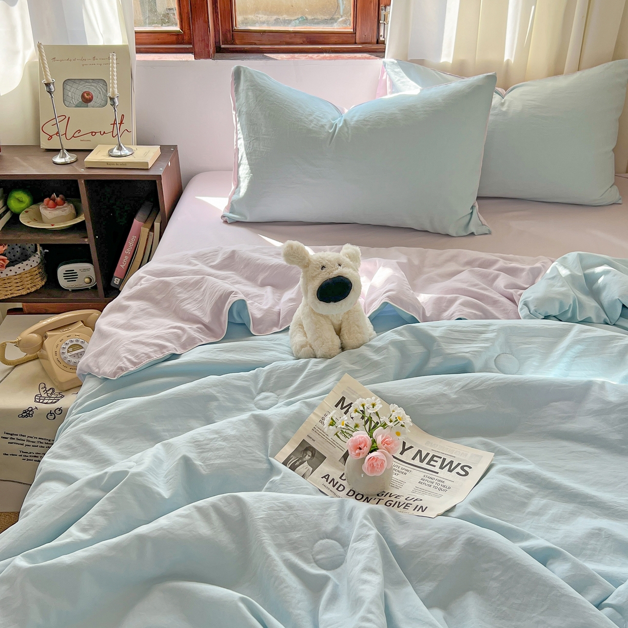 91家纺网 家纺一手货源 找家纺 （总）冕悠家纺 2026春夏新款A类高克重超级无敌柔软水洗棉拼色夏被空调被夏凉被四件套