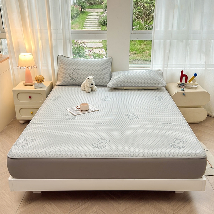 91家纺网 家纺一手货源 找家纺 （总）义博家纺 2026新款碳光冰丝席5D印花床笠款