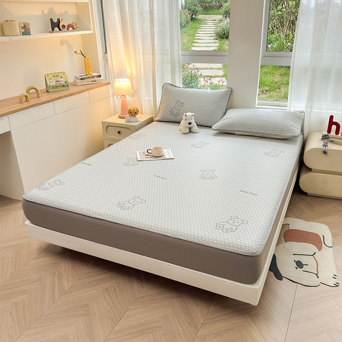 91家纺网 家纺一手货源 找家纺 （总）义博家纺 2026新款碳光冰丝席5D印花床笠款