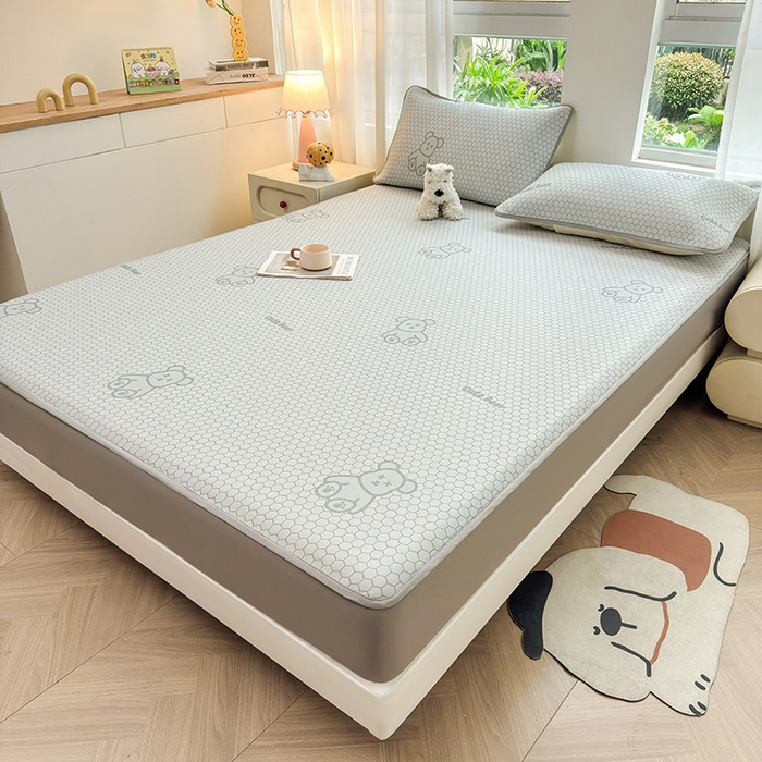 91家纺网 家纺一手货源 找家纺 （总）义博家纺 2026新款碳光冰丝席5D印花床笠款