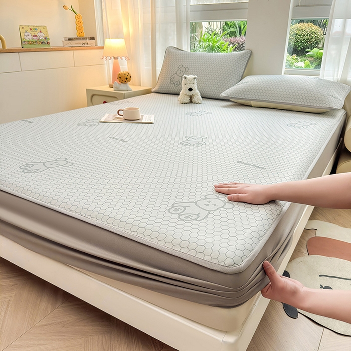 91家纺网 家纺一手货源 找家纺 （总）义博家纺 2026新款碳光冰丝席5D印花床笠款