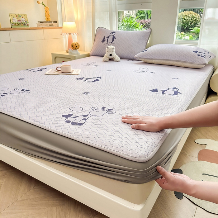 91家纺网 家纺一手货源 找家纺 （总）义博家纺 2026新款碳光冰丝席5D印花床笠款