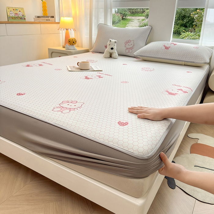 91家纺网 家纺一手货源 找家纺 （总）义博家纺 2026新款碳光冰丝席5D印花床笠款