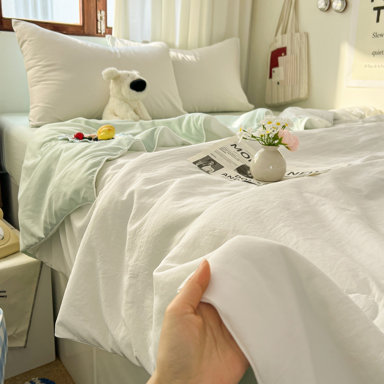 91家纺网 家纺一手货源 找家纺 （总）冕悠家纺 2026春夏新款A类高克重超级无敌柔软水洗棉拼色夏被空调被夏凉被四件套