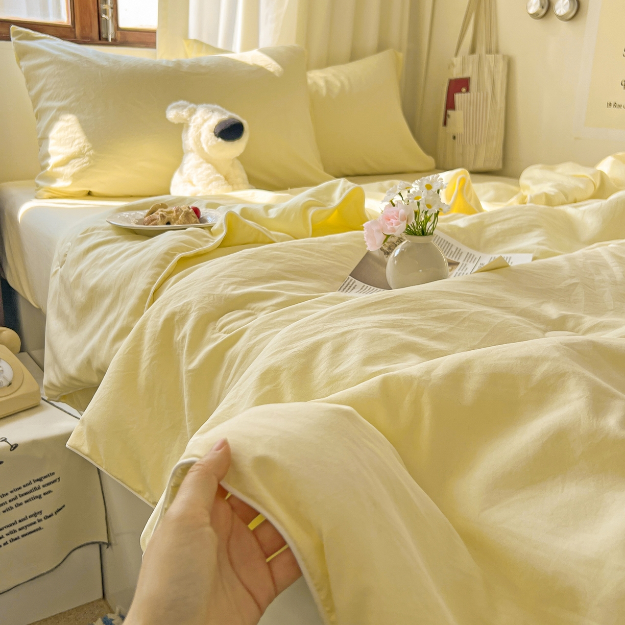 91家纺网 家纺一手货源 找家纺 （总）冕悠家纺 2026春夏新款A类高克重超级无敌柔软水洗棉拼色夏被空调被夏凉被四件套