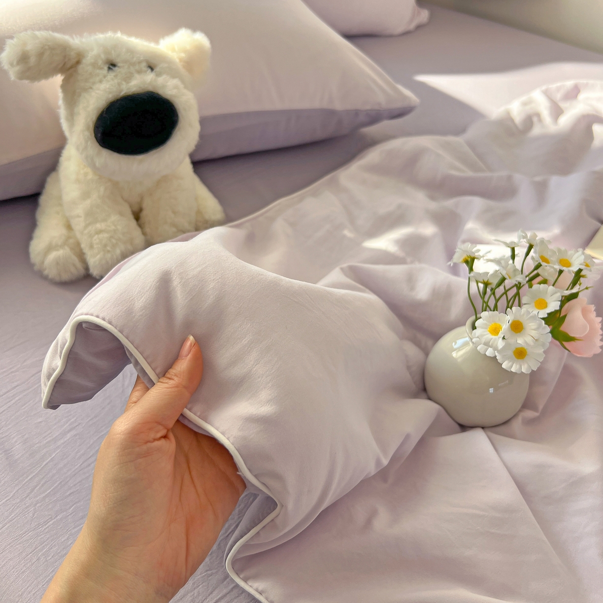 91家纺网 家纺一手货源 找家纺 冕悠家纺 2026春夏新款A类高克重超级无敌柔软水洗棉拼色夏被空调被夏凉被四件套 深紫+浅紫-夏凉被