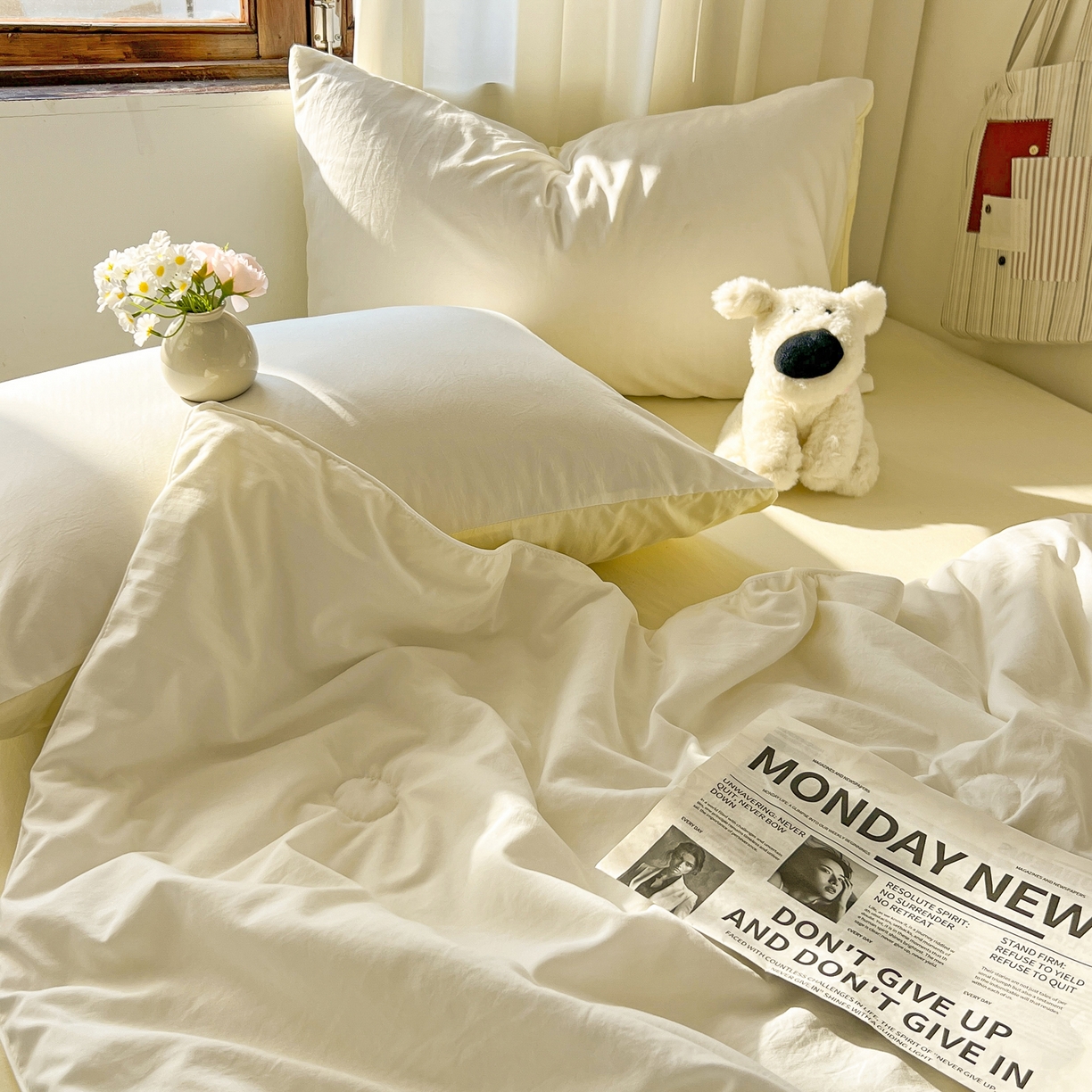 91家纺网 家纺一手货源 找家纺 冕悠家纺 2026春夏新款A类高克重超级无敌柔软水洗棉拼色夏被空调被夏凉被四件套 芝士+奶白-夏凉被