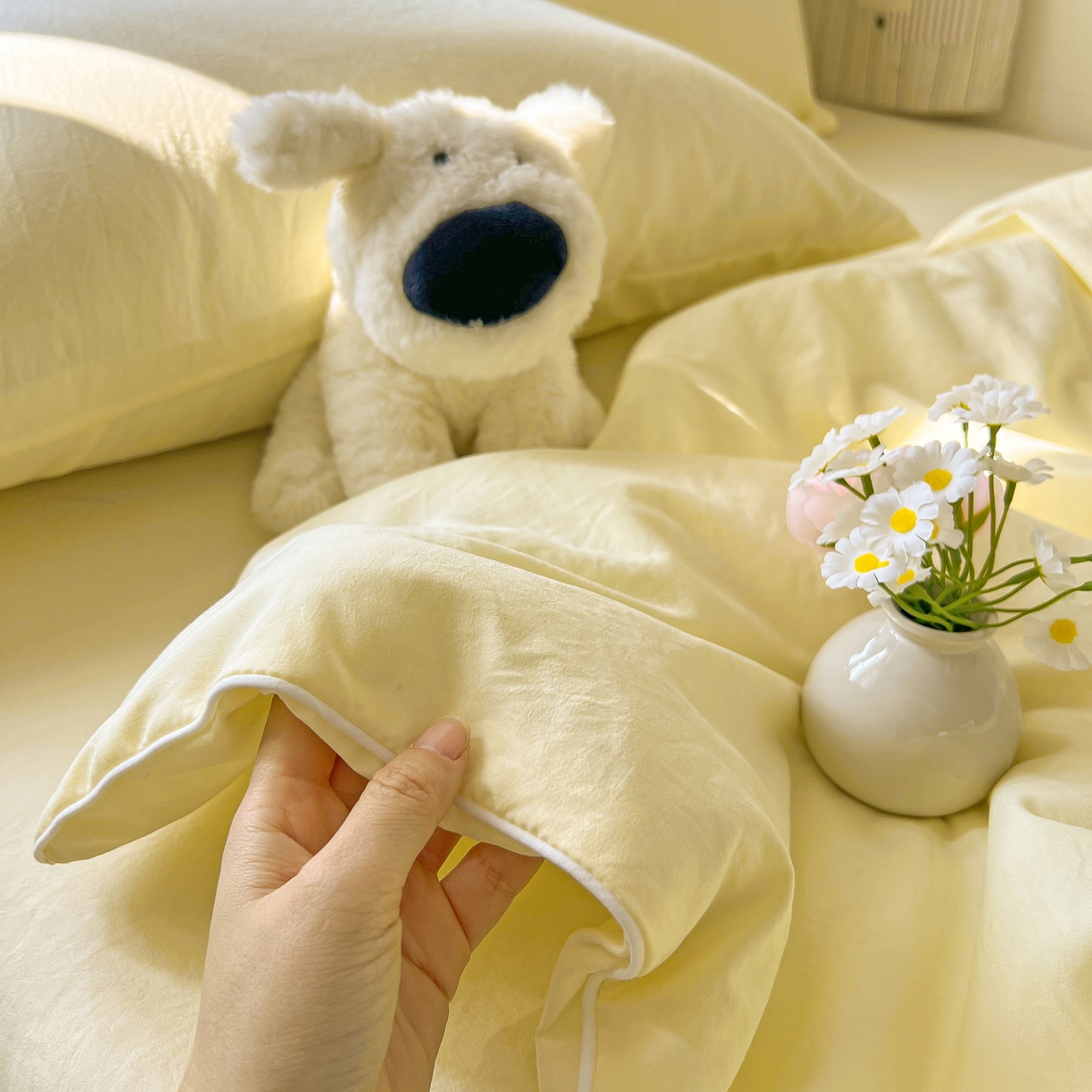 91家纺网 家纺一手货源 找家纺 冕悠家纺 2026春夏新款A类高克重超级无敌柔软水洗棉拼色夏被空调被夏凉被四件套 芝士-夏凉被