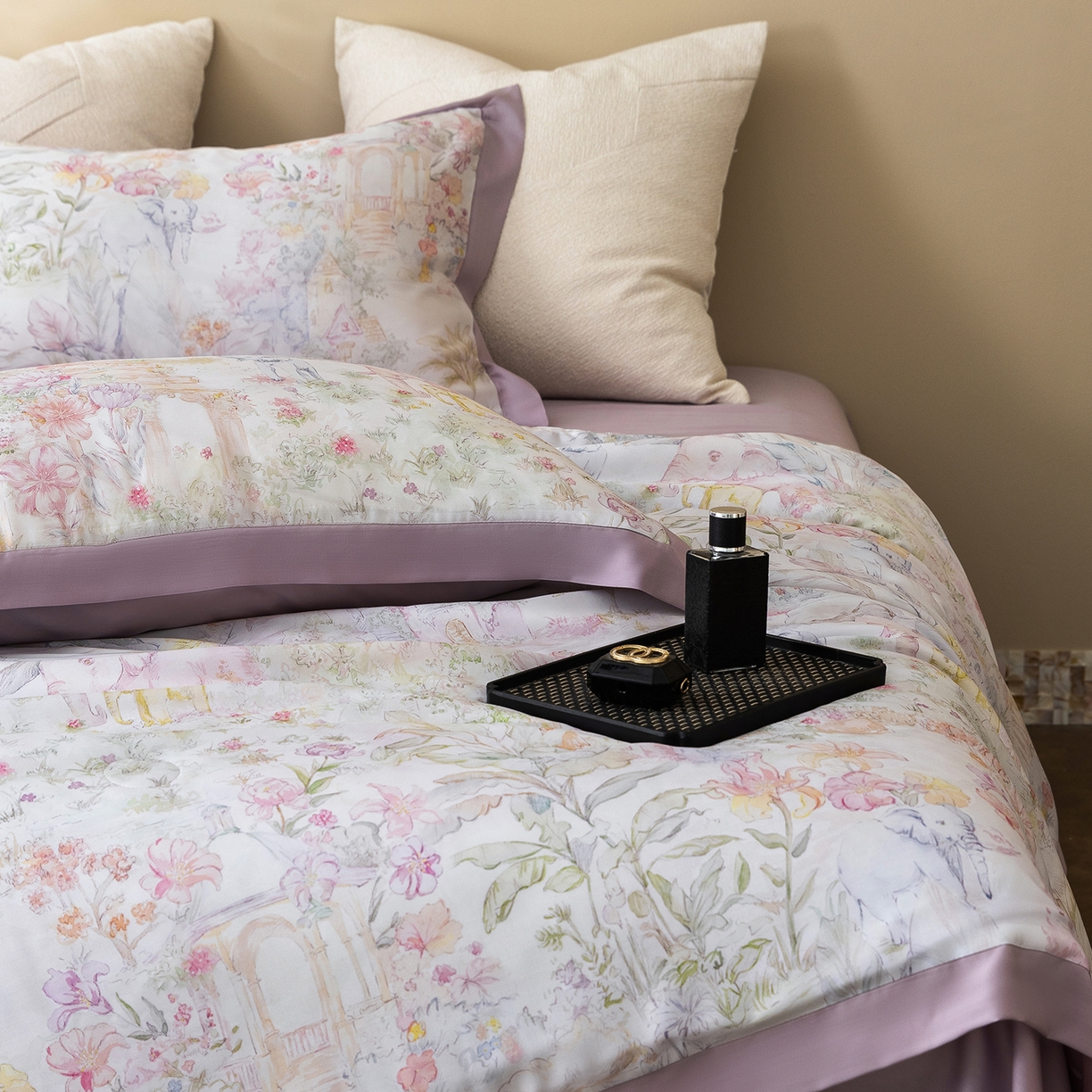 91家纺网 家纺一手货源 找家纺 立奥被业 2026年新款100%莱赛尔夏被莱赛尔夏被四件套天丝夏凉被 秘境花序-紫