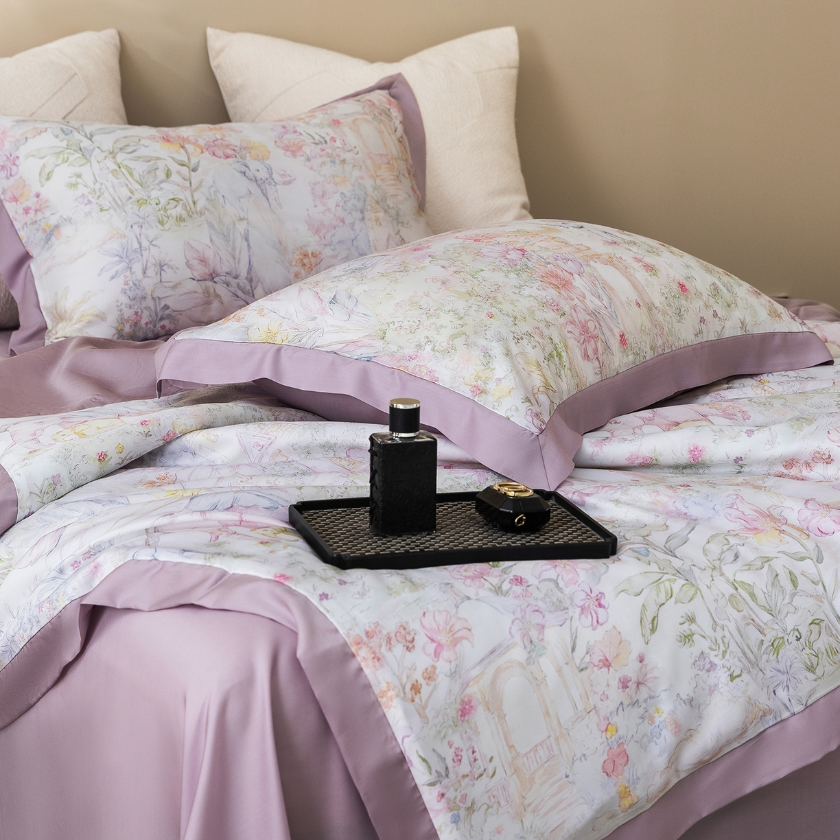 91家纺网 家纺一手货源 找家纺 立奥被业 2026年新款100%莱赛尔夏被莱赛尔夏被四件套天丝夏凉被 秘境花序-紫