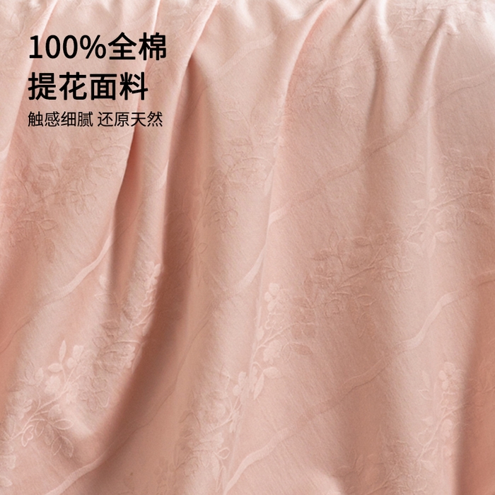 91家纺网 家纺一手货源 找家纺 眠博士 2026春夏新款60水洗立体提花床笠床笠单价 床笠-花间梦-粉