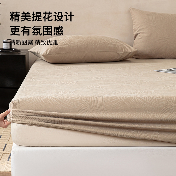 91家纺网 家纺一手货源 找家纺 眠博士 2026春夏新款60水洗立体提花床笠床笠单价 床笠-月岛弥生-杏