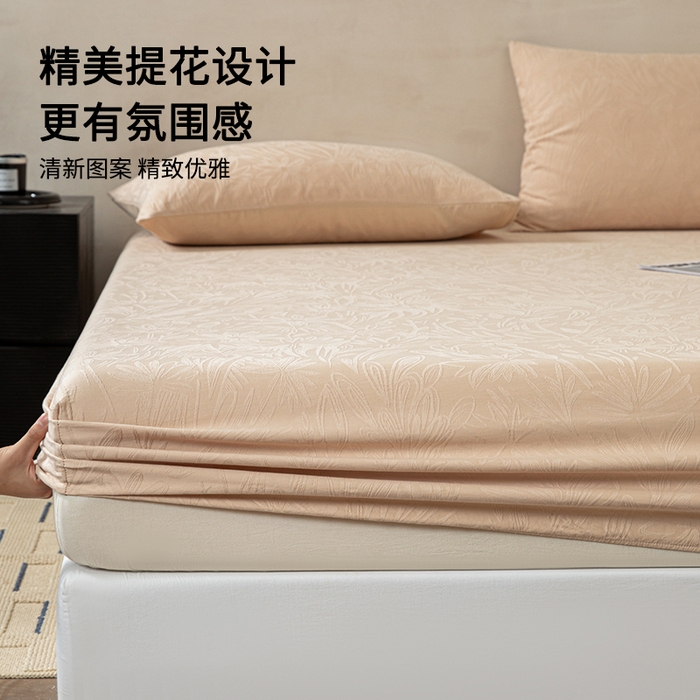 91家纺网 家纺一手货源 找家纺 眠博士 2026春夏新款60水洗立体提花床笠床笠单价 床笠-绵语-卡其