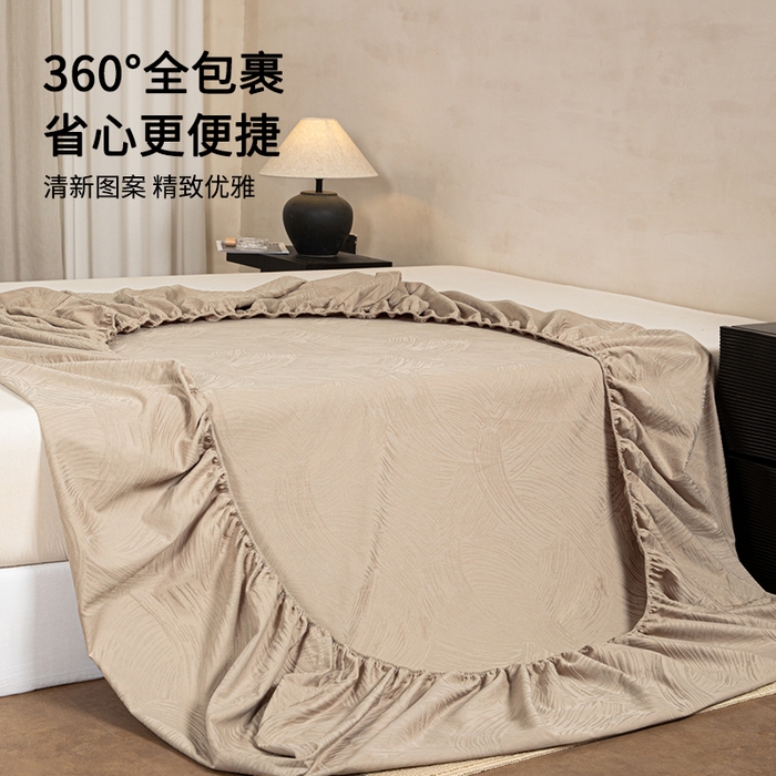 91家纺网 家纺一手货源 找家纺 眠博士 2026春夏新款60水洗立体提花床笠床笠单价 床笠-月岛弥生-杏