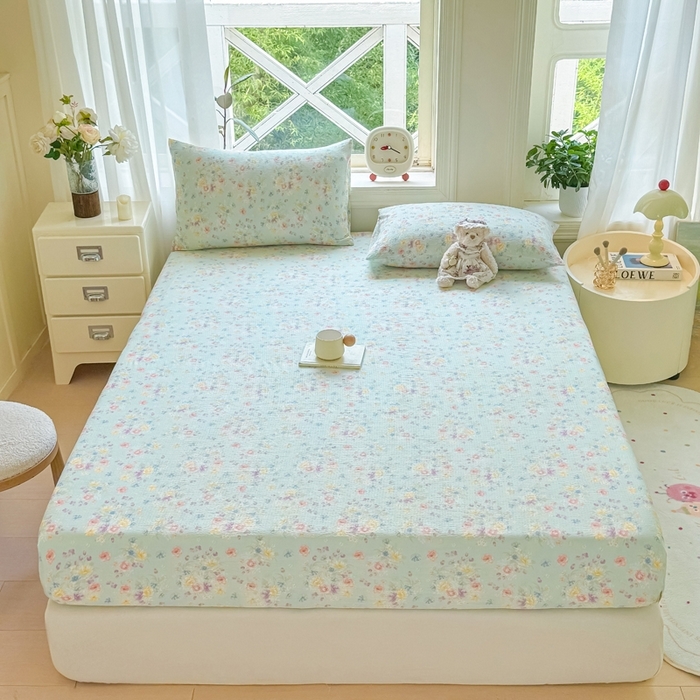 91家纺网 家纺一手货源 找家纺 （总）丝芙妮家居（原乐视家纺） 2026新款A类皱皱纱亲肤木棉床笠-系列二