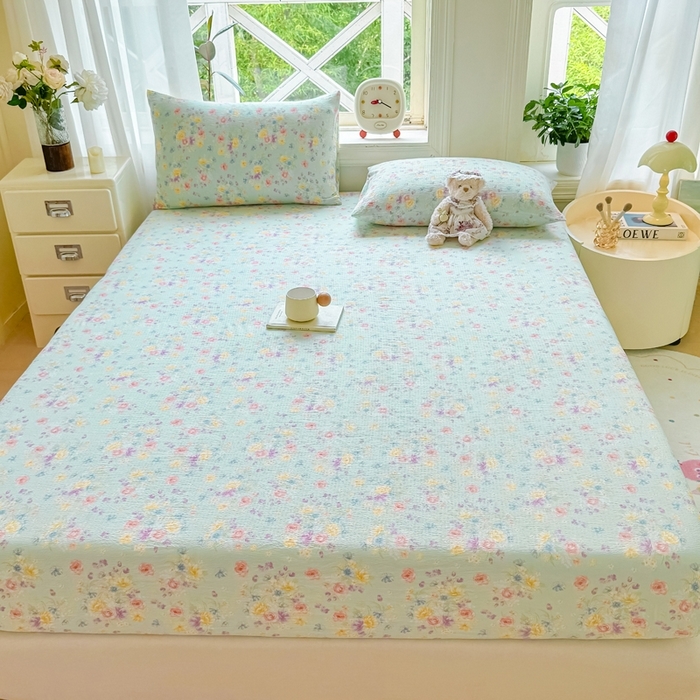 91家纺网 家纺一手货源 找家纺 （总）丝芙妮家居（原乐视家纺） 2026新款A类皱皱纱亲肤木棉床笠-系列二