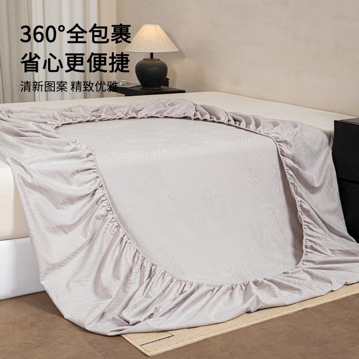 91家纺网 家纺一手货源 找家纺 眠博士 2026春夏新款60水洗立体提花床笠床笠单价 床笠-月岛弥生-灰