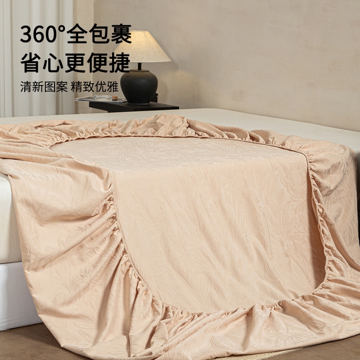 91家纺网 家纺一手货源 找家纺 眠博士 2026春夏新款60水洗立体提花床笠床笠单价 床笠-绵语-卡其