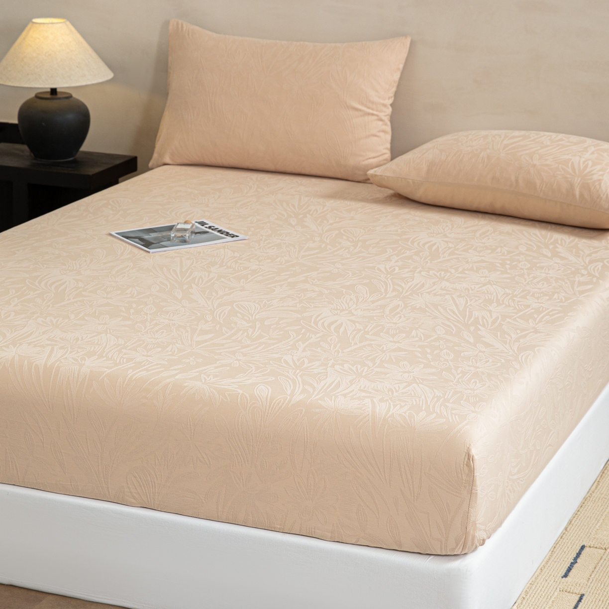 91家纺网 家纺一手货源 找家纺 眠博士 2026春夏新款60水洗立体提花床笠床笠单价 床笠-绵语-卡其