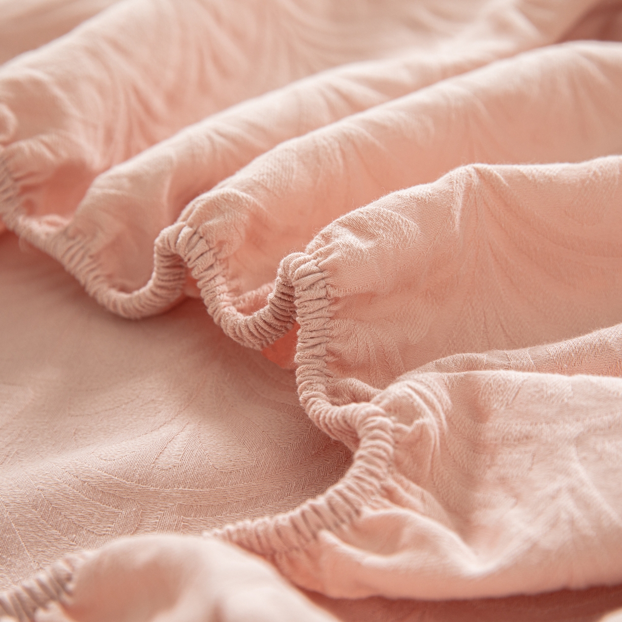 91家纺网 家纺一手货源 找家纺 眠博士 2026春夏新款60水洗立体提花床笠床笠单价 床笠-杏影-粉