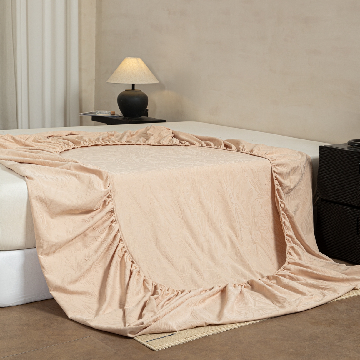 91家纺网 家纺一手货源 找家纺 眠博士 2026春夏新款60水洗立体提花床笠床笠单价 床笠-绵语-卡其