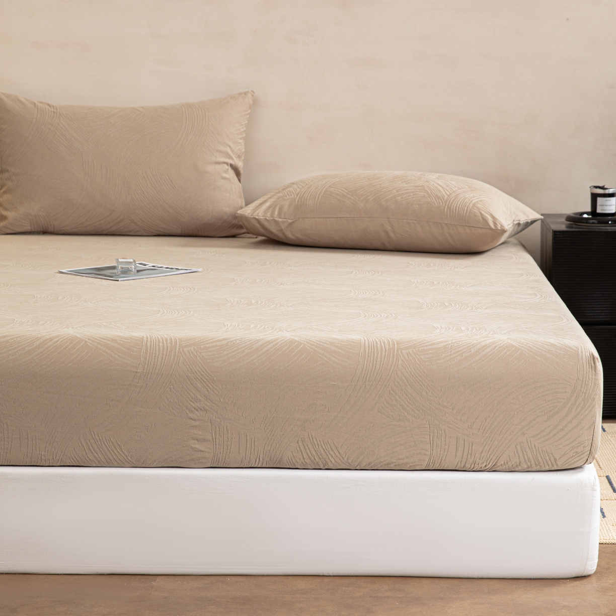 91家纺网 家纺一手货源 找家纺 眠博士 2026春夏新款60水洗立体提花床笠床笠单价 床笠-月岛弥生-杏