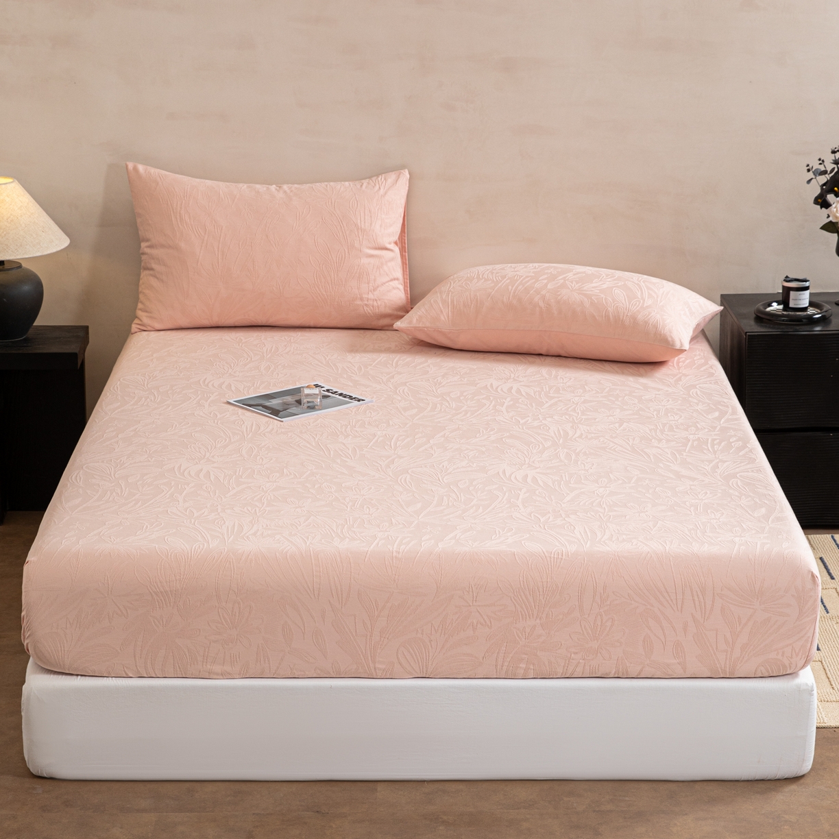 91家纺网 家纺一手货源 找家纺 眠博士 2026春夏新款60水洗立体提花床笠床笠单价 床笠-绵语-粉