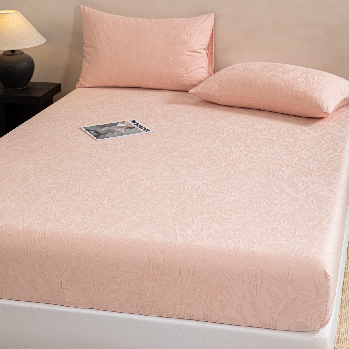 91家纺网 家纺一手货源 找家纺 眠博士 2026春夏新款60水洗立体提花床笠床笠单价 床笠-绵语-粉