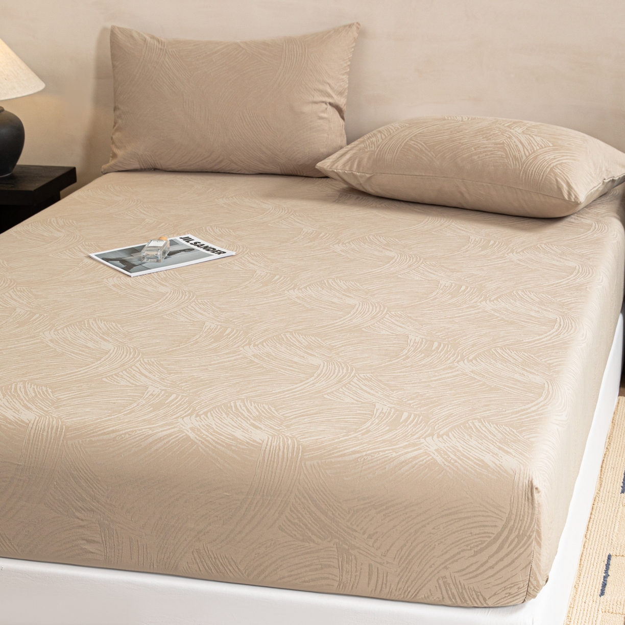 91家纺网 家纺一手货源 找家纺 眠博士 2026春夏新款60水洗立体提花床笠床笠单价 床笠-月岛弥生-杏