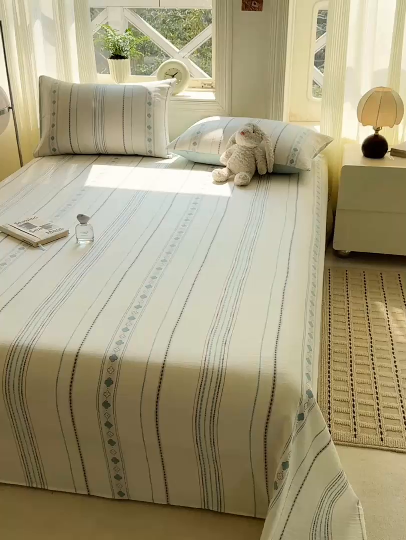 91家纺网 家纺一手货源 找家纺 （总）灰鲸 2026新款全棉纯棉色织提花床单单床单床单单件