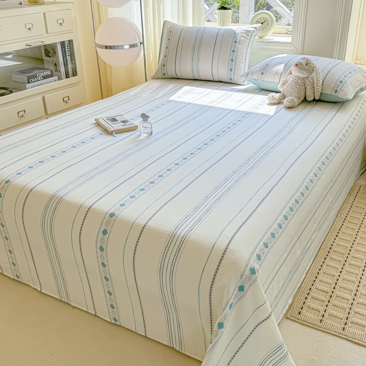 91家纺网 家纺一手货源 找家纺 （总）灰鲸 2026新款全棉纯棉色织提花床单单床单床单单件