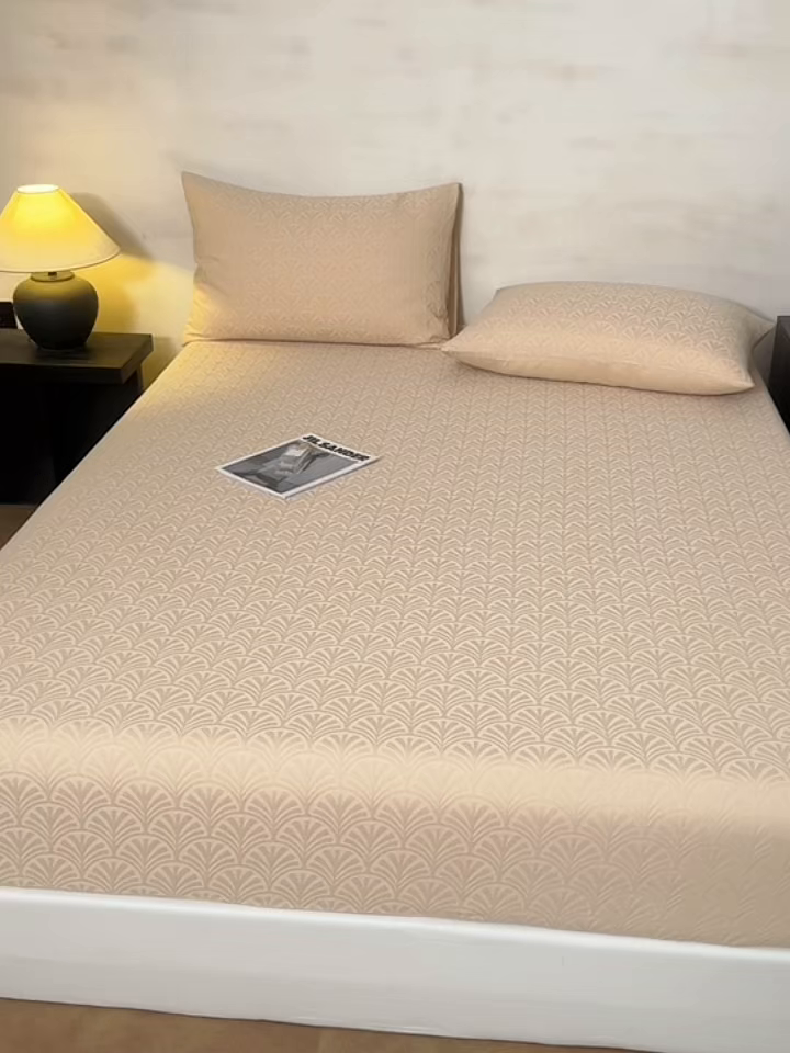 91家纺网 家纺一手货源 找家纺 眠博士 2026春夏新款60水洗立体提花床笠床笠单价 床笠-杏影-卡其