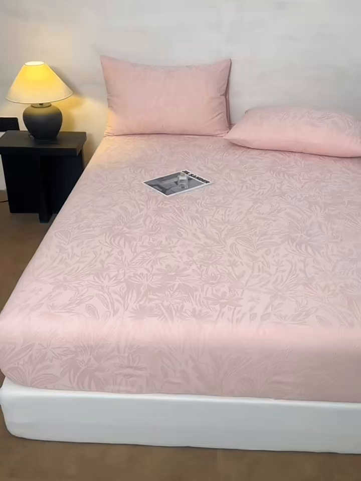 91家纺网 家纺一手货源 找家纺 眠博士 2026春夏新款60水洗立体提花床笠床笠单价 床笠-绵语-粉