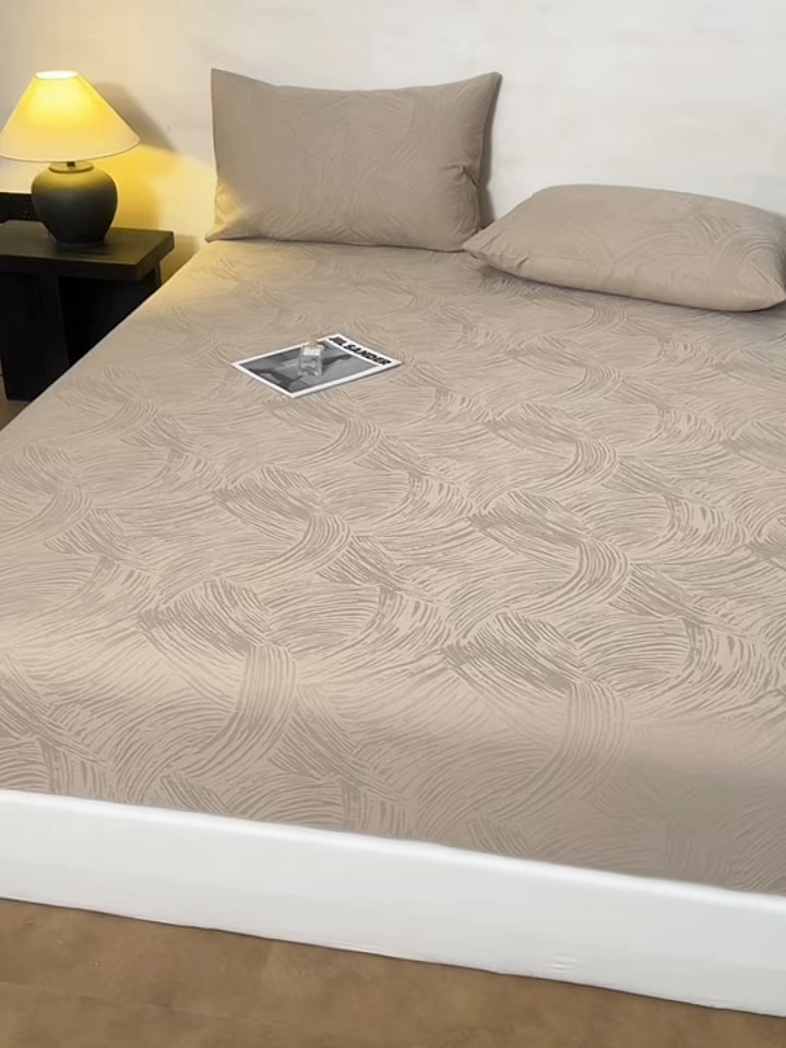 91家纺网 家纺一手货源 找家纺 眠博士 2026春夏新款60水洗立体提花床笠床笠单价 床笠-月岛弥生-杏