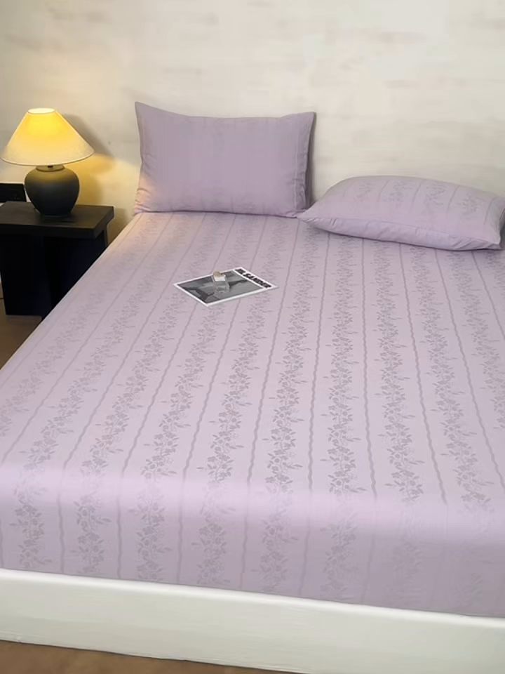 91家纺网 家纺一手货源 找家纺 眠博士 2026春夏新款60水洗立体提花床笠床笠单价 床笠-花间梦-紫