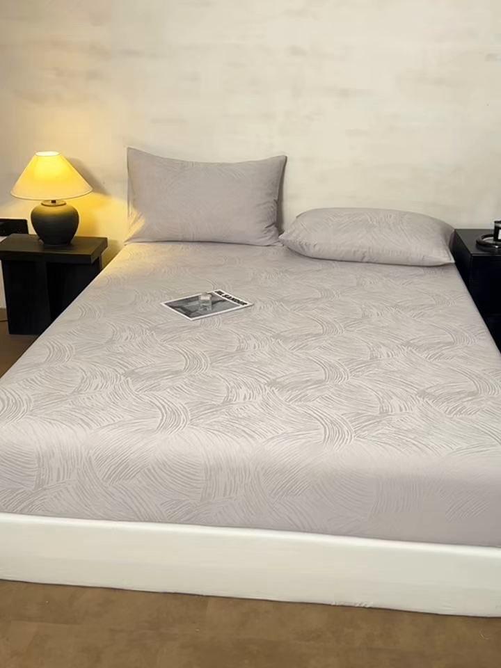 91家纺网 家纺一手货源 找家纺 眠博士 2026春夏新款60水洗立体提花床笠床笠单价 床笠-月岛弥生-灰