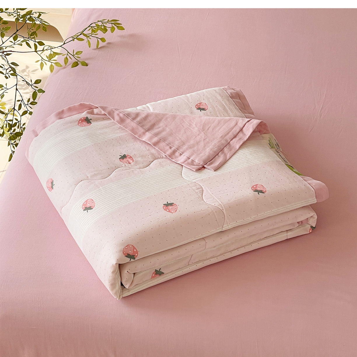 91家纺网 家纺一手货源 找家纺 （总）莱宁被业 2026新款A类全棉有氧双层纱印花大豆夏被