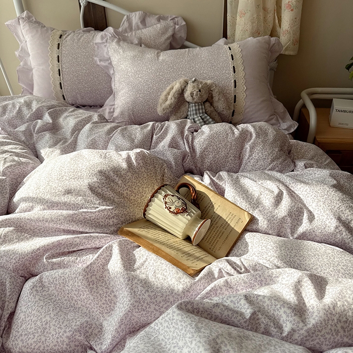 91家纺网 家纺一手货源 找家纺 （总）韩都家居 2026春夏新款韩式小碎花水洗古棉花边四件套