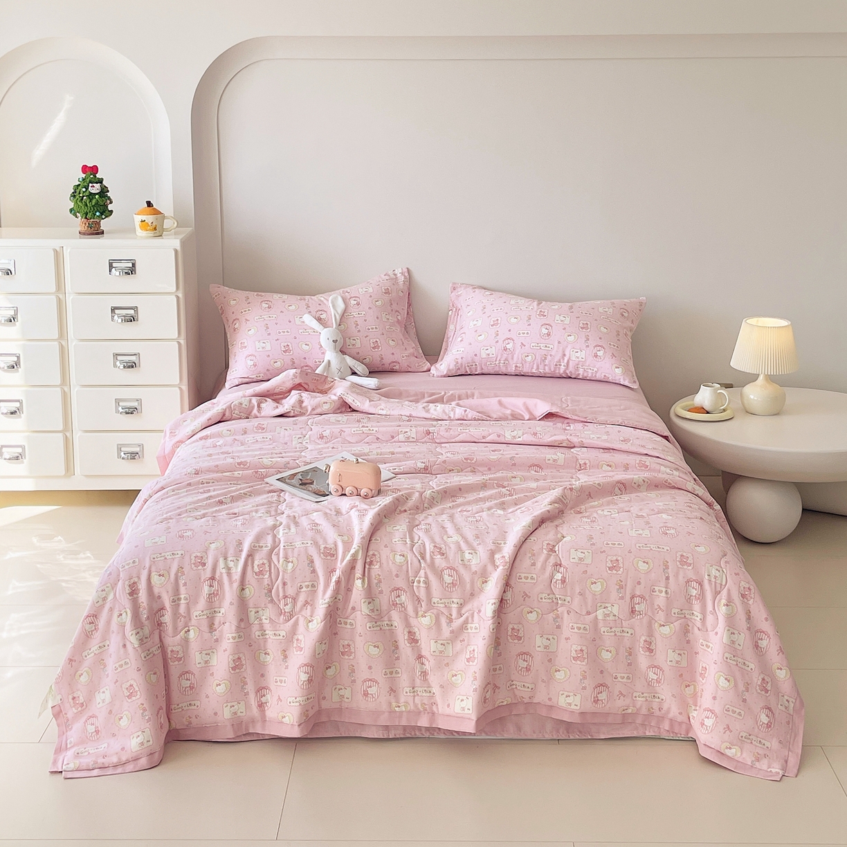 91家纺网 家纺一手货源 找家纺 （总）莱宁被业 2026新款A类全棉有氧双层纱印花大豆夏被